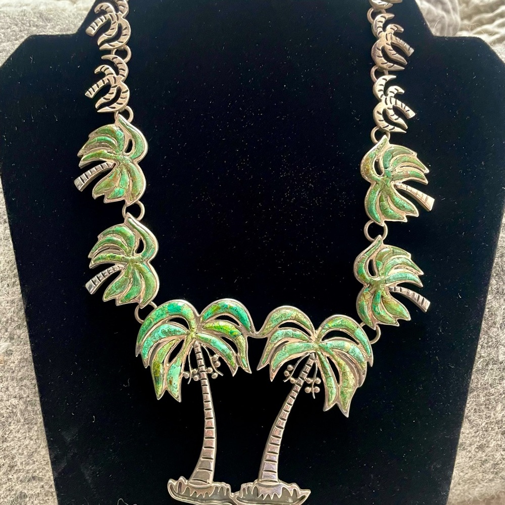 Majul & Co One of a Kind Turquoise and Silver Palm Tree Necklace hand made